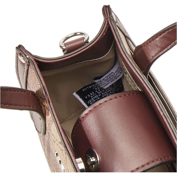 Mini Tote Crossbody Bag Polyester Mocha Logo with Detachable Strap - Picture 5 of 6